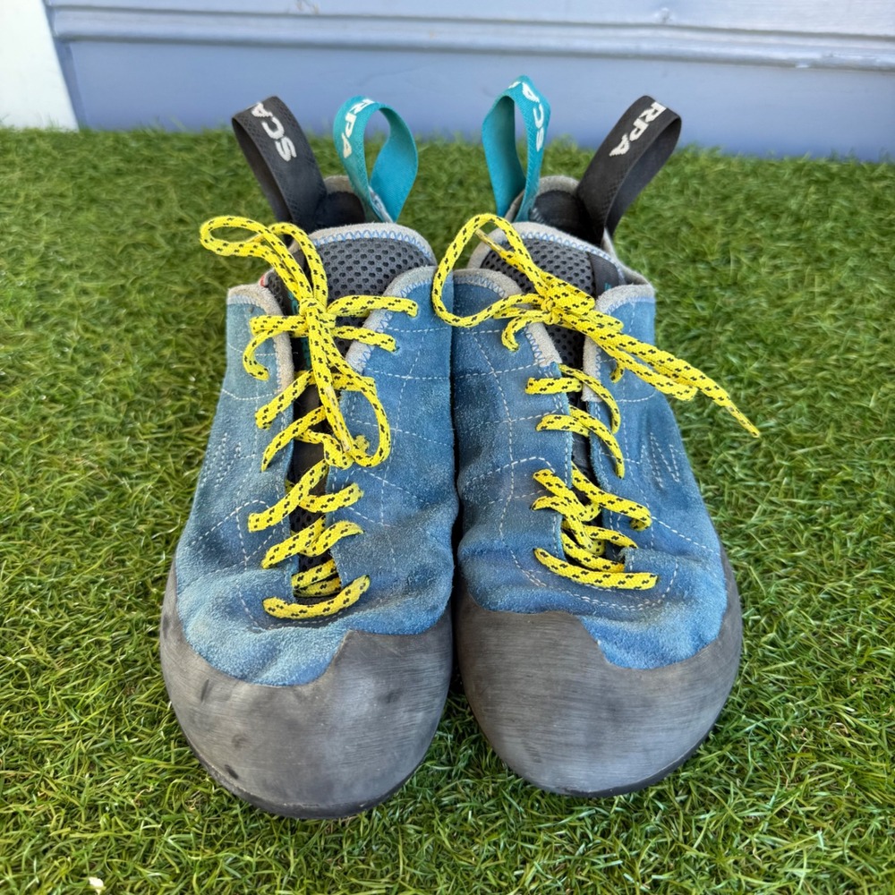 Scarpa Helix Climbing Shoes Blue Suede Lace Up Mens 8 Womens 9 EU 41 70001-F/00